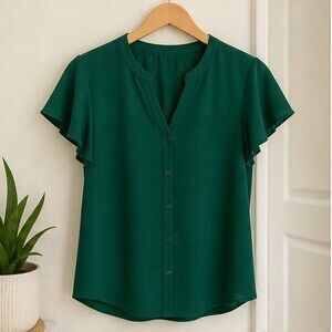 Emerald Tie Neck Blouse